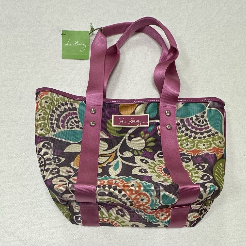 Vera Bradley Mesh Tote Bag Purple Floral Paisley Beach Pool Travel Tote NWT PICS